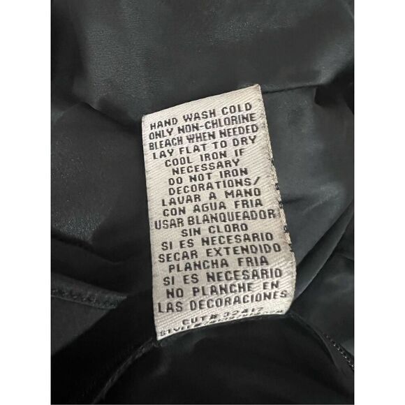 ECI New York Black Soft Satin Rhinestone Bell-Sleeve Blouse Size L Stretch Zip - Picture 9 of 12